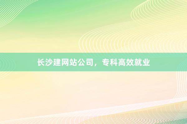 长沙建网站公司，专科高效就业