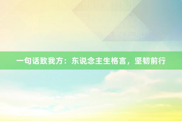 一句话致我方：东说念主生格言，坚韧前行